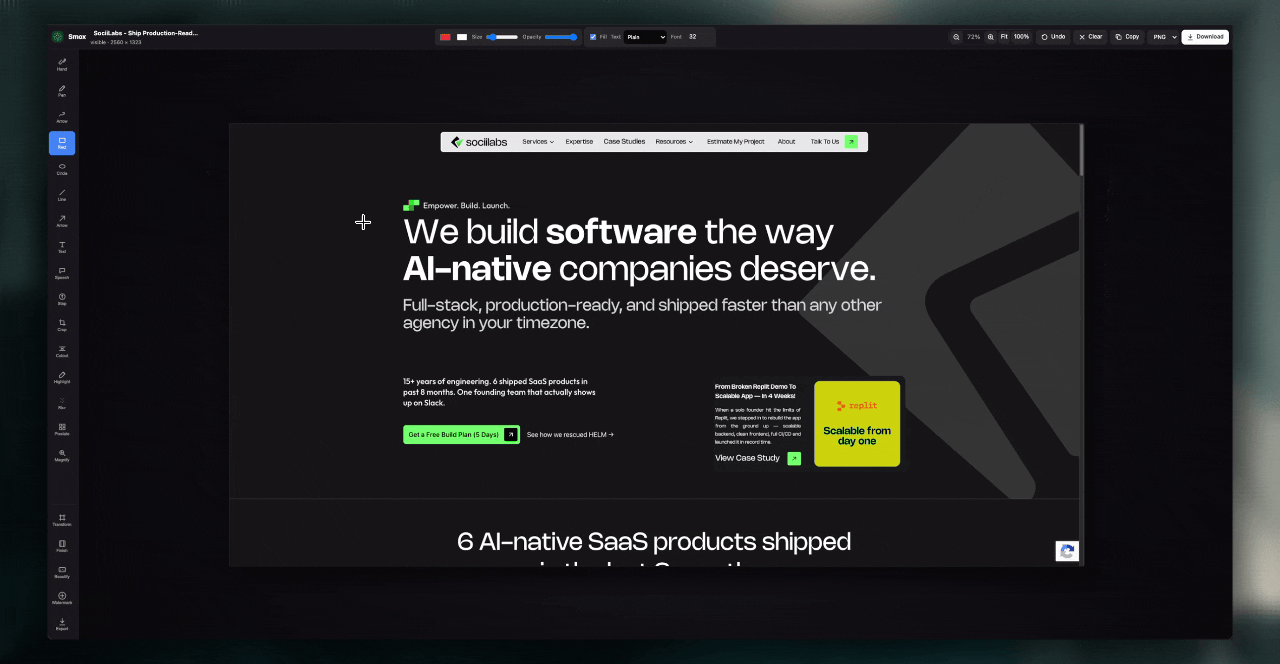 Smox editor mid-annotation in a browser window